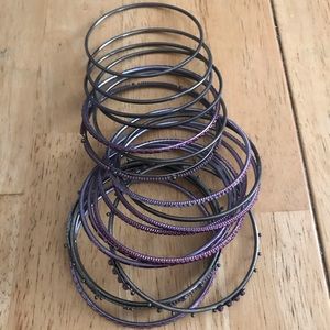 Bangle bracelets and Hoop earrings